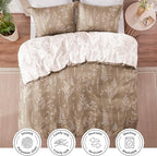 Love's cabin Light Taupe Twin Comforter Set - Twin XL Size Dorm Bedding, 2 Pieces Cute Floral Bedding Comforter Set, Soft Reversible Flowers Comforter, 1 Comforter & 1 Pillow Sham