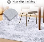XLUEZ Area Rug 9x12 Living Room Rug, Machine Washable Vintage Distressed Medallion Rug Non-Slip Soft Low Pile Large Indoor Rugs for Bedroom Kitchen Dining Room Office(LightGrey,9'x12')
