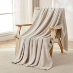 Joydeco Chunky Cable Knit Throw Blanket, Lightweight 100% Organic Cotton Soft Cozy Throw Twin Blanket for Couch Bed and Sofa, Rustic Breathable Farmhouse Blanket Gift for Women Men(Beige, 60"x80")