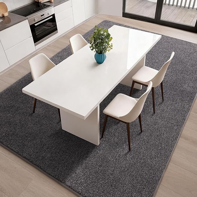 Keeko 6x9 Area Rugs for Living Room, Soft Modern Memory Foam Bedroom Rug Washable Indoor Rug Low Pile Minimalist Non Slip Carpet for Kids Nursery Dorm Room Home Decor Dark Grey