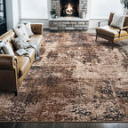 Area Rug 8x10 Washable Rugs Modern Abstract Area Rug Soft Non-Slip Non-Shedding Faux Wool Stain Resistant Floor Carpets for Living Room Bedroom Dining Room Kids Room Home Office (Brown)