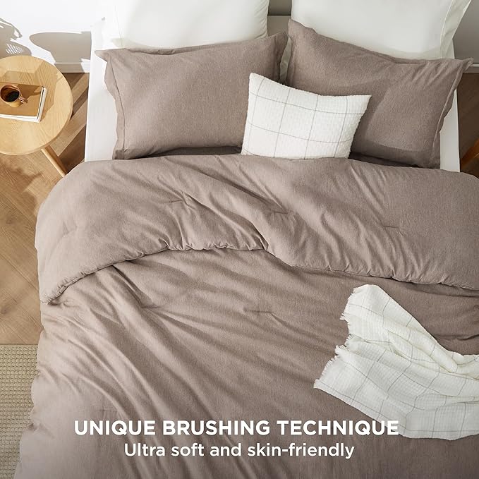 Bedsure King Size Comforter Set - Khaki King Comforter Set, Soft Bedding for All Seasons, Cationic Dyed Bedding Set, 3 Pieces, 1 Comforter (104"x90") and 2 Pillow Shams (20"x36"+2")