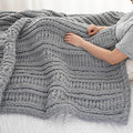Battilo Light Grey Chunky Knit Throw Blanket for Couch, Thick Warm Cozy Soft Chenille Throw Blanket, Handmade Cable Knit Blanket for Sofa,Bed, Living Room, 50"x60"