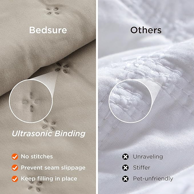 Bedsure Quilts Queen Size - Taupe Bedspread Queen Size & Lightweight Comforter, Modern Farmhouse Coverlet with Clover Pattern, Ultra Soft All-Season Bedding, 90 x 96 Inches | Stitch-Free Quilting, Ultra Soft, Lightweight, Machine Washable, Pet-Friendly