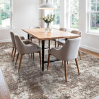 8x10 Washable Living Room Rug – Modern Neutral Abstract Large Area Rug for Bedroom Dining Room Kitchen Home Office Under Table – Non-Slip Low Pile Soft Thin Indoor Carpet (Brown Beige,8x10)