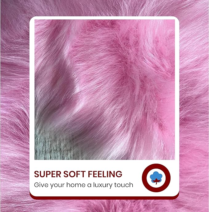LAMBZY Bear Skin Rug Super Soft Fluffy Faux Fur for Bedroom Floor Sofa Living Room High-Density Plush Shaggy Carpet Sofa Cover Bedside Sheepskin Rug (3'x5', Pink)