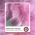 LAMBZY Bear Skin Rug Super Soft Fluffy Faux Fur for Bedroom Floor Sofa Living Room High-Density Plush Shaggy Carpet Sofa Cover Bedside Sheepskin Rug (5'x7', Pink)