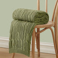 Aormenzy Cable Knit Throw Blankets 50 x 60 Inches, Soft Cozy and Lightweight Knitted Blanket, Machine Washable Acrylic Blanket, Decorative Throw Blanket for Couch Sofa Bed, Olive Green
