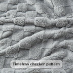 NEWCOSPLAY Super Soft Twin Blanket Grey Premium Silky Flannel Fleece 3D Checkered Lightweight Bed Blanket All Season Use (Grey Checkered, Twin(60"x80"))