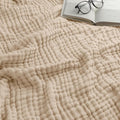 Comfy Cubs Muslin Throw Blanket - 50” x 60” Quilted Design - Lightweight, Breathable 6-Layer Gauze Fabric - Soft Cotton Blanket for Home or Travel - Packaged in Elegant Gift Box - Sand