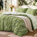 Love's cabin Olive Green Full Comforter Set - Full Size Comforter Set, 3 Pieces Cute Floral Bedding Sets for All Seasons,1 Soft Reversible Botanical Flowers Comforter and 2 Pillow Shams