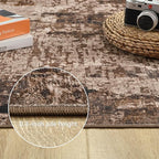 Area Rug 6x9 Washable Rugs Modern Abstract Area Rug Soft Non-Slip Non-Shedding Faux Wool Stain Resistant Floor Carpets for Living Room Bedroom Dining Room Kids Room Home Office (Brown)