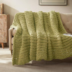 SLEEP ZONE Chunky Knit Throw Blanket for Couch, Throw Blankets for Bed - Hand Made Cozy Soft Large Rope Knot Heavy Blankets Home Decor (Green, 40x50in)
