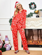 Ekouaer Women Satin Silk Pajamas Classic Long Sleeve Button Down Pjs Set Soft Loungewear