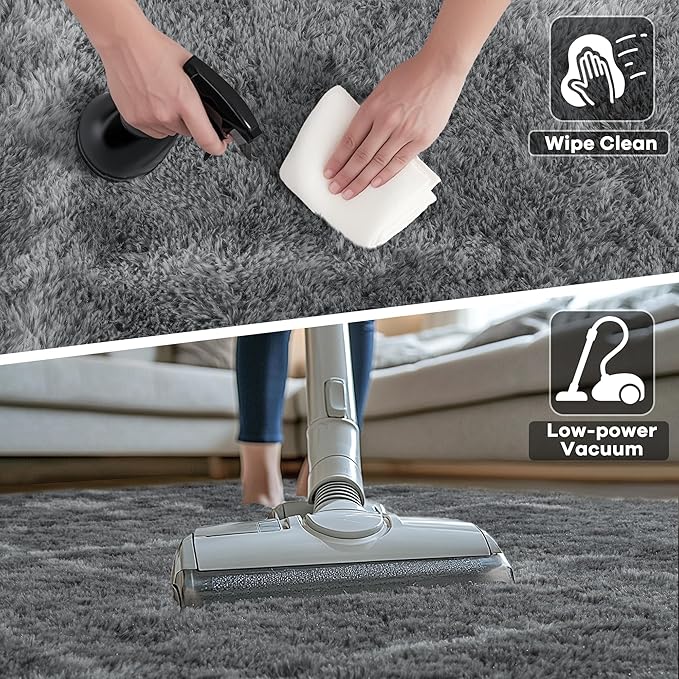 Noahas Large Fluffy 5x8 Area Rugs for Living Room Bedroom,Soft Grey Thick Shag Throw Rug,Big Shaggy Bedside Non-Slip Plush Dorm Nursery Kids Carpet