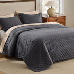 Bedsure Twin Quilt - Ultra Soft Twin XL Quilt Bedding for Dorm Decor, Lightweight All-Season Comforter, Charcoal Bedspread Coverlet with Clover Pattern, 68 x 86 Inches | Stitch-Free Quilting, Ultra Soft, Lightweight, Machine Washable, Pet-Friendly