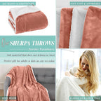 Elegant Comfort Throw Blanket, Reversible Sherpa Flannel, Ultra-Soft, Fuzzy, Cozy and Plush- All Season Lightweight Decorative Throw, 50 x 60 inches, Solid Sherpa Throw, Coral