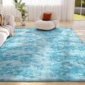 Litanika 3x5 Fluffy Shag Faux Fur Area Rug for Living Room Bedroom, Tie-Dyed Dreamy Blue High Pile Soft Plush Shaggy Furry Bedside Playroom Dorm Carpet, Non-Slip, Non-Shedding Modern Indoor Floor Rug