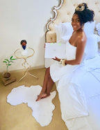 Lith Home Afro Faux Rabbit Fur Rug&Throw-Ultra Soft Plush Luxurious Chair Couch Sofa Bed Furniture Cover or Nursery Room-3x3 ft White African Map Shape