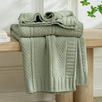 Amélie Home Premium Chenille Throw Blanket, Soft Cozy Moss Stitch Knit Blanket for Couch, Sofa, Chair, Home Decor, Sage Green 50"x60"