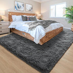 Noahas Fluffy Bedroom Rug,3x5 Feet Plush Fuzzy Dark Grey Area Rugs for Living Room, Non Slip Thick Soft Shaggy Nursery Furry Floor Dorm Kids Carpet