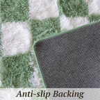 4x6 Area Rugs for Living Room Bedroom, Soft Fluffy Shaggy Bedside Rug, Indoor Floor Carpet for Kids Playroom, Dorms, Nursery Rooms, Home Decor (Green & White 4'x6')
