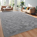 Grey Area Rug 8x10 Large Rugs for Living Room Bedroom, Fluffy Soft Rug Modern Carpets for Kids Room, Non-Skid Rectangular Indoor Rug for Girls Boys Playroom Nursery Room Home Decor
