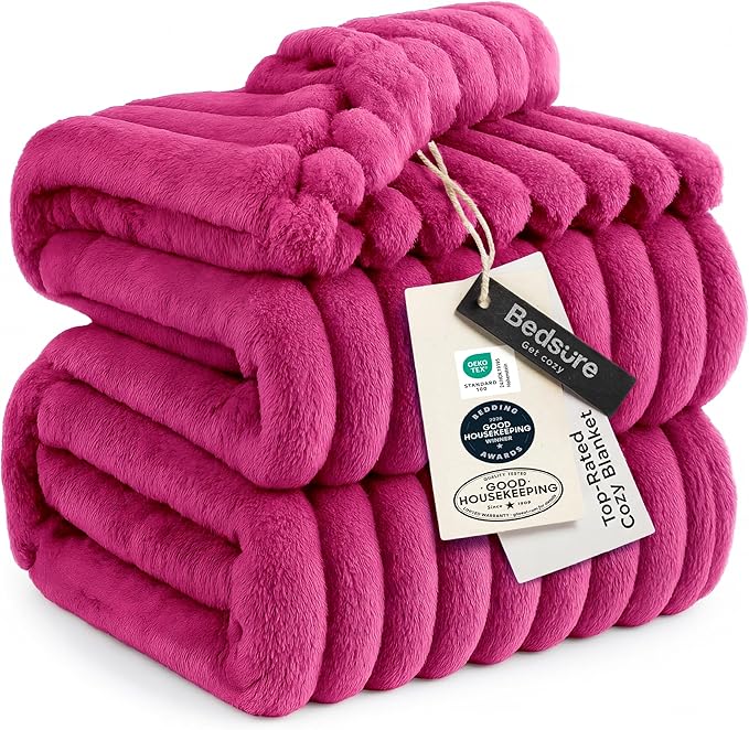 Bedsure GentleSoft Hot Pink Fleece Blanket for Couch - Cozy Soft Blankets for Women, Cute Small Throws for Girls, 108x90 Inches