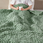 Madison Park Chenille Chunky Knit Handmade Throw Blanket, Luxuriously Soft Gift Blankets, Cottage Style Room Décor, Lightweight & Breathable All Seasons Throw Blanket for Couch, 50"W x 60"L Sage Green