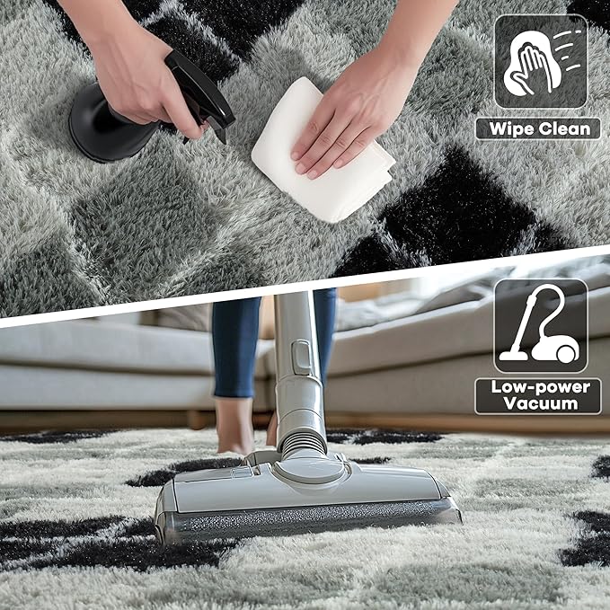 Noahas Large Fluffy 5x8 Area Rugs for Living Room Bedroom,Fuzzy Black and Grey Thick Shag Throw Rug,Big Soft Shaggy Bedside Non-Slip Plush Dorm Nursery Kids Carpet