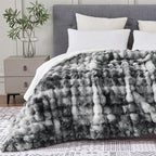50x60 Inches Ultra-Soft Fuzzy Faux Fur Plush Throw Blanket - Thick, Warm Sherpa for Couch, Sofa, Bedroom, Camping - Decorative Blanket for Cozy Warmth, Bubble Light Grey Tie Dye