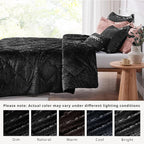 Intelligent Design King Comforter Set, Velvet Comforter Set , Luxury Diamond Quilting Comforter Set, Fluffy Comforter Bed Set with Decorative Pillowand 2 Shams, 4 Piece Black, King/ Cal King