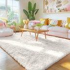 OLANLY 5x6 Area Rugs for Living Room Bedroom, Machine Washable Soft Fluffy Shaggy Bedside Rug, Indoor Floor Carpet for Kids Girls and Boys, Dorms, Nursery Rooms, Home Decor Aesthetic, Ivory