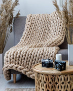Boho Throw Blanket - Chunky Knit Blanket Full Size Blanket for Adult 54x75 Pink, Boho Blanket Bed Decor, Knit Blanket for Couch, Birthday Gift for Women, Ideas (Light Pink, 54"x75")