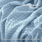 Elegant Comfort Premium 100% Cotton Waffle Blanket - Lightweight Breathable Waffle Weave Bed Blanket - Soft and Warm All Season Blanket for Couch, Sofa and Bed, Queen Size 90x90 Inches, Light Blue