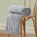 Aormenzy Cable Knit Throw Blankets 30 x 40 Inches, Soft Cozy and Lightweight Knitted Blanket, Machine Washable 100 Percent Acrylic Blanket, Decorative Throw Blanket for Couch Sofa Bed, Silver Grey