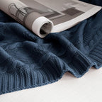 Aormenzy Dark Slate Blue Knit Throw Blankets Oversized Cable Knit Decorative Throw Blanket Rust Soft Cozy Knitted Blanket for Sofa Couch Bed, 60" x 80"