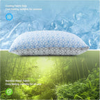 puredown® Pillows Queen Size Set of 2, Cooling Pillow Queen Size 2 Pack, Adjustable Shredded Memory Foam Pillows for Side Back Stomach Hot Sleepers, Ice Blue