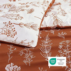 Bedsure King Comforter Set - Terracotta Bed Set, 3 Pieces Cute Floral Bedding, 1 Soft Reversible Botanical Flowers Comforter and 2 Pillow Shams