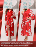 Aensso Long Soft Lightweight Silky Kimonos Robes for Women, Luxury Japanese Floral Womens Kimono Robe