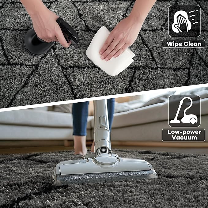 Noahas Fluffy 4x6 Area Rugs for Bedroom Living Room,Plush Dark Grey Thick Shag Throw Floor Carpet,Soft Shaggy Bedside Non-Slip Dorm Nursery Kids Rug