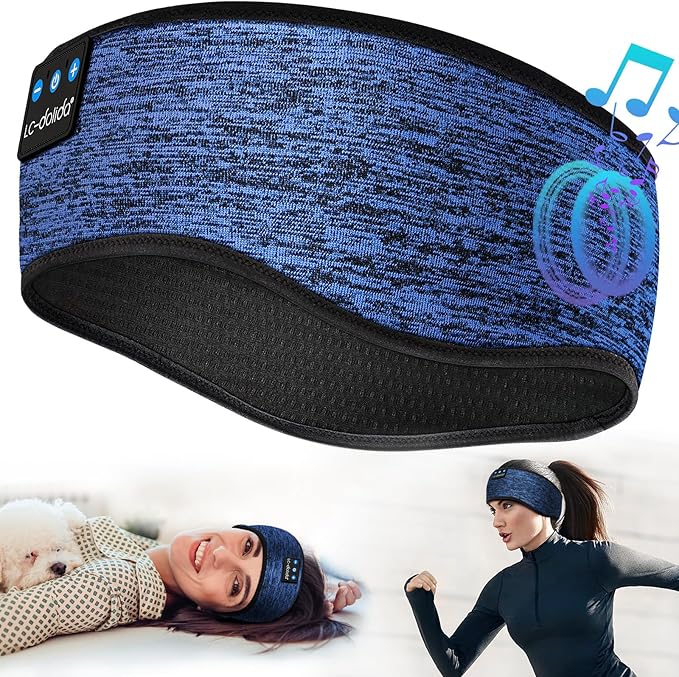 LC-dolida Sleep Headphones Headband Bluetooth 5.4, Sports Headband Earphones Wireless with Speaker Microphone USB C for Women Sleeping Gift Workout Jogging Yoga Insomnia Travel Meditation