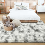 Noahas Large Fluffy 6x9 Area Rugs for Living Room Bedroom,Tie-Dyed Grey and White Thick Shag Throw Rug,Big Soft Shaggy Bedside Non-Slip Plush Dorm Nursery Kids Carpet