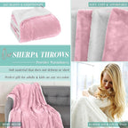 Elegant Comfort Throw Blanket, Reversible Sherpa Flannel, Ultra-Soft, Fuzzy, Cozy and Plush- All Season Lightweight Decorative Throw, 50 x 60 inches, Solid Sherpa Throw, Light Pink