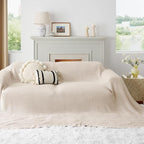 Bedsure Gentlesoft 100% Cotton Big Blanket Oversized King for Bed - Large Breathable Thick Waffle Weave Blanket for Summer, Couch Cover, Light Beige, 120x94 inches
