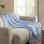 Bedsure Gentlesoft 100% Cotton Blanket Twin XL Size for College Dorm - Cooling Breathable and Soft for Spring Summer, Waffle Weave Twin Blanket for Bed, Dorm Room Essentials, Sky Blue, 66x90 inches