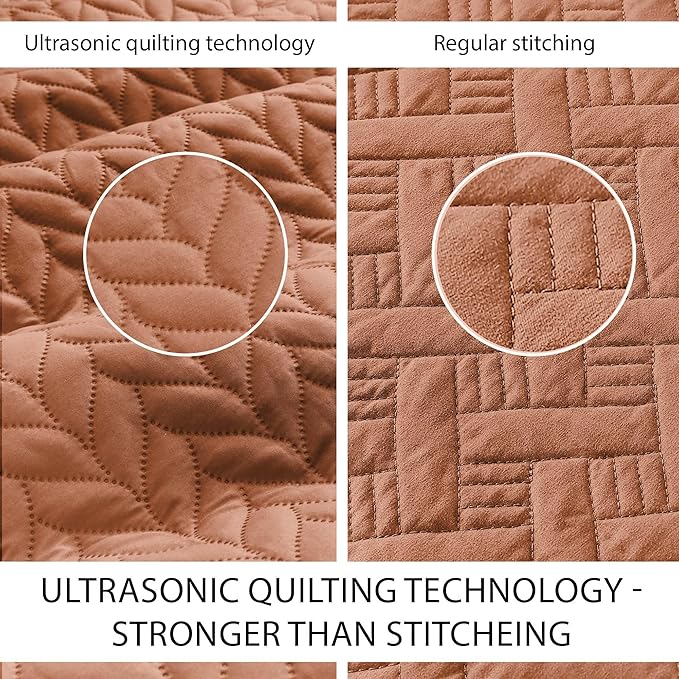 IR Imperial Rooms Queen Quilt Bedding Set (90" x 96") - Bulk Pack of 10 Wholesale for Hotels, Guest Bedroom & Airbnbs - Lightweight Microfiber Reversible Embossed Quilts Bedspreads (Rust)