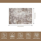 7x9 Washable Living Room Area Rug – Modern Neutral Abstract Rug for Dining Room, Kitchen, Bedroom, – Non-Slip Low Pile Soft Indoor Carpet (Brown Beige,7x9)