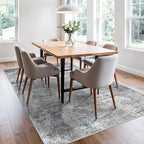 5x7 Washable Area Rug – Modern Neutral Abstract Rug for Living Room Bedroom Kitchen Dining Room Home Office – Non-Slip Low-Pile Thin Indoor Carpet with Rubber Backing (Blue Grey,5x7)
