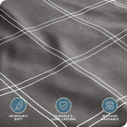 Bare Home Duvet Cover - Oversized Queen Size Bedding Set - Premium 1800 Super Soft Collection - Lightweight, Cooling - Soft Breathable Duvet Cover (Oversized Queen, Modern Plaid - Grey/White)